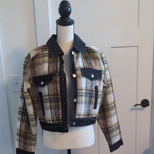 7 For All Mankind Plaid Jacket with Black Trim